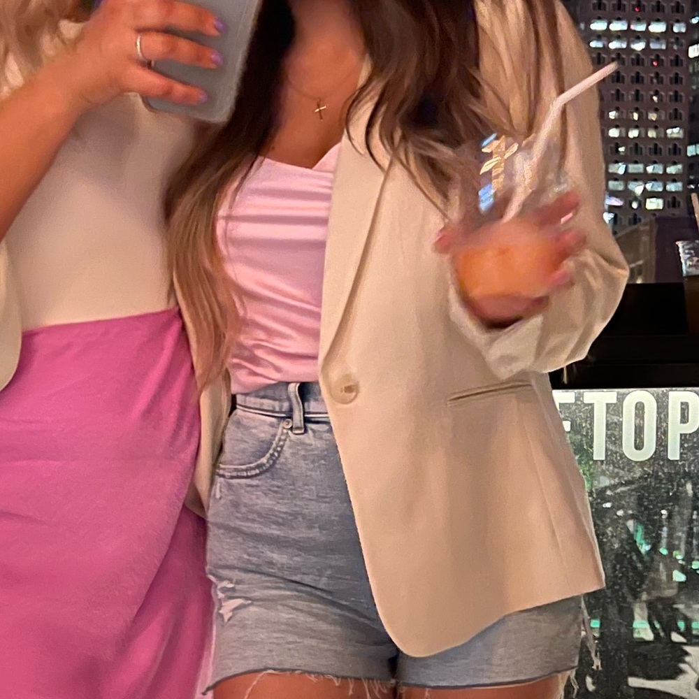 Pink cowl neck blouse